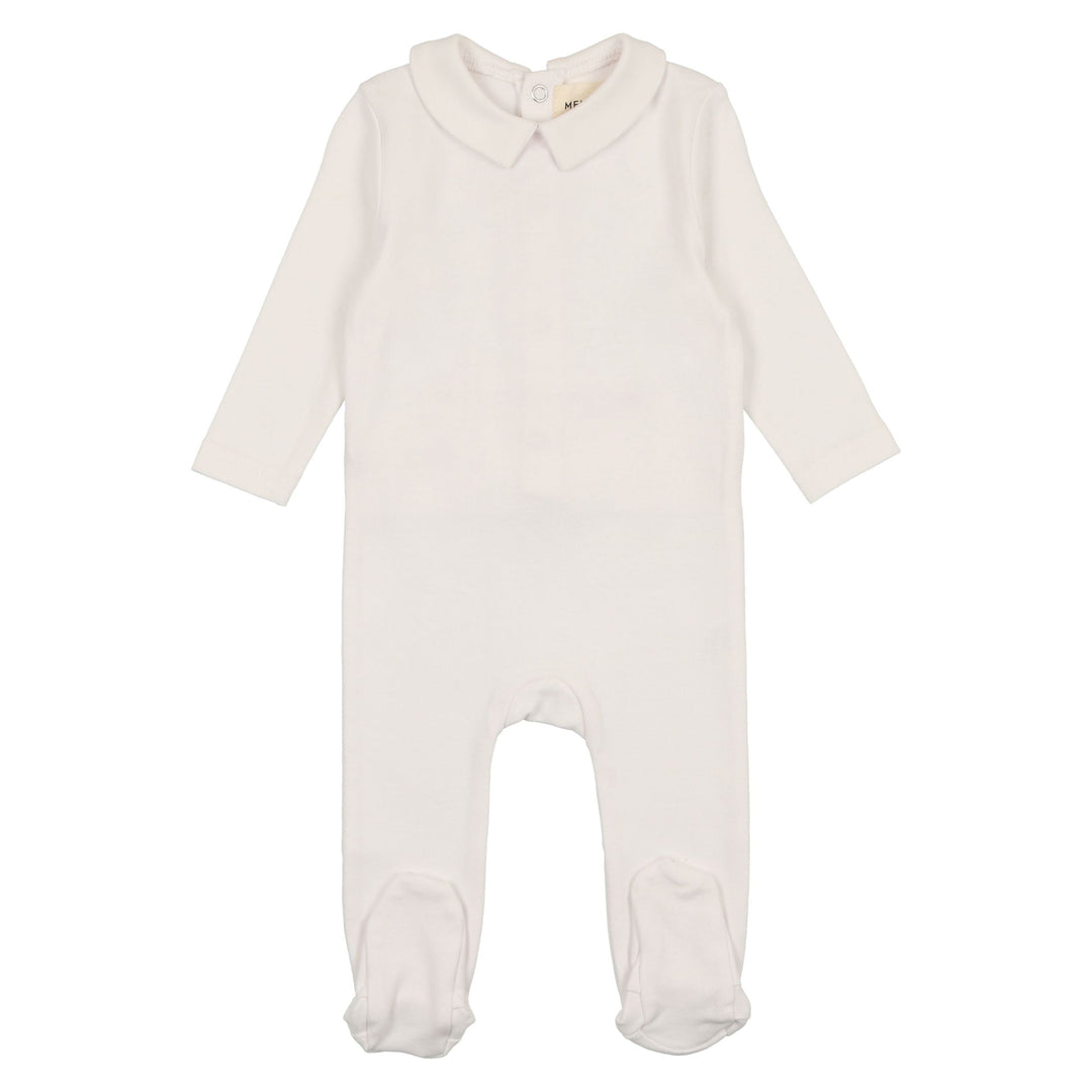 Mema Knits White Boys Base Footie