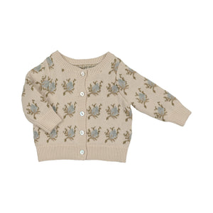 Peluche Bebe Floral Intarsia Knit Cardigan Powder