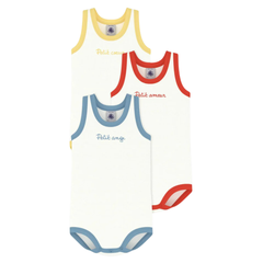 Petit Bateau Baby Boy 3 Pack Sleeveless Tank Bodysuits Boutique Newborn Toddler Designer Organic Cotton Essentials