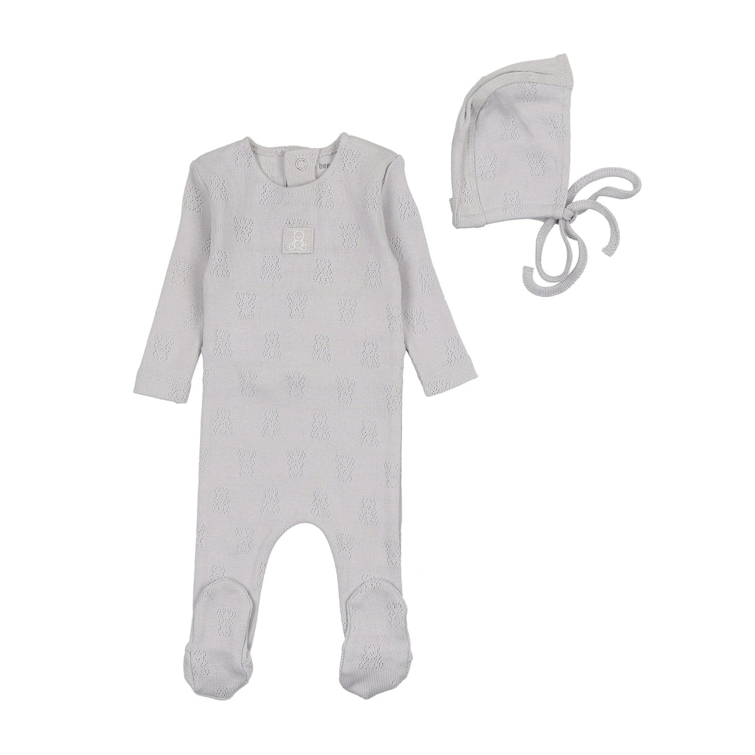 Bee & Dee Fortress Petit Ourse Pointelle Footie + Bonnet