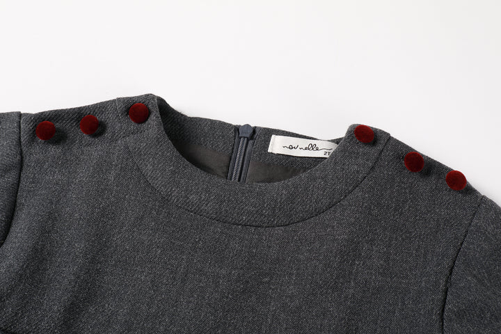 Nou Nelle Dark Grey Pleated Button Dress