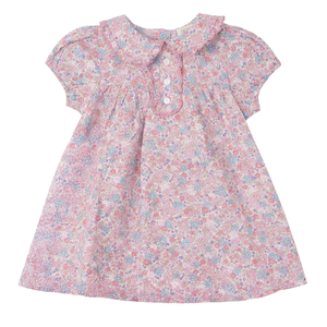 Floral dress with a collar on a white background