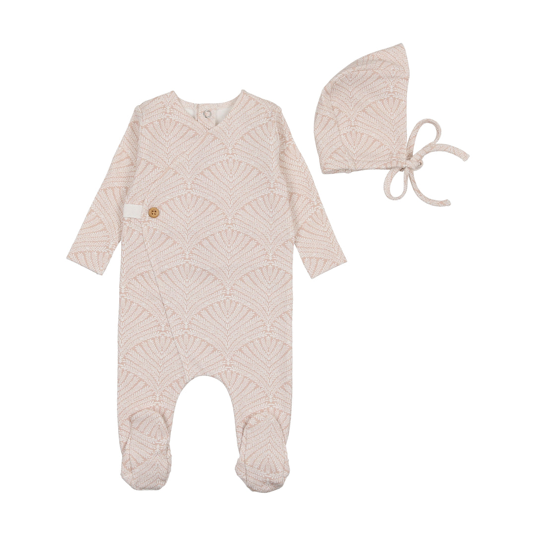 Bee & Dee Rose Print Wrap Footie + Beanie