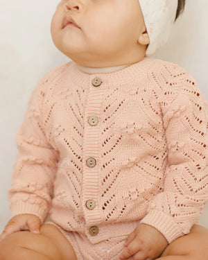 Quincy Mae Melon Knit Cardigan | Soft Organic Baby Sweater