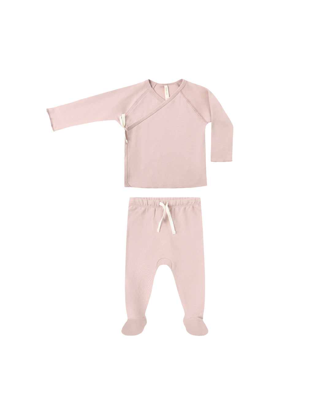 Quincy Mae Rose Wrap Top + Footed Pant Set