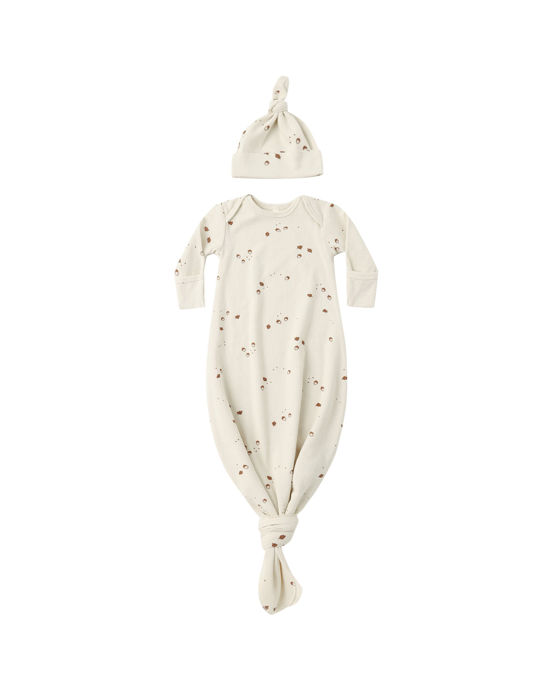 Quincy Mae Acorns Knotted Baby Gown + Hat Set