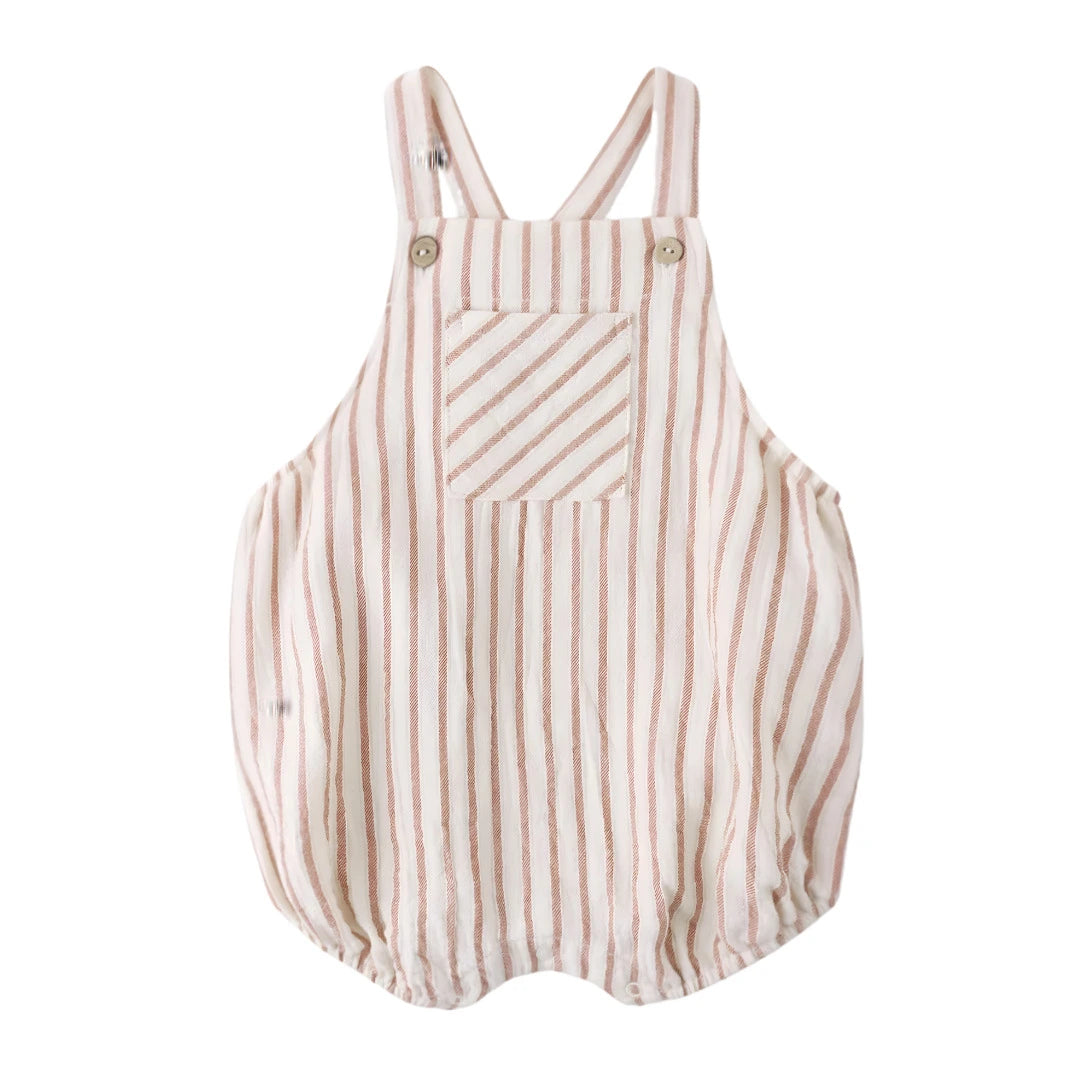 Striped baby romper on a white background