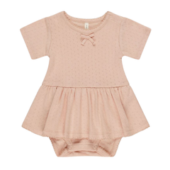 Quincy Mae Baby Girls Pointelle Skirted Bodysuit Melon Orange Boutique Newborn Toddler Designer Organic Cotton One-Piece Outfit