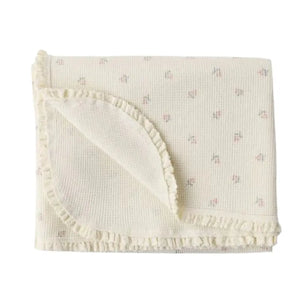 Quincy Mae Organic Cotton Waffle Baby Blanket Boutique Designer Honeycomb Knit Newborn Toddler Bedding Mauve Ditsy