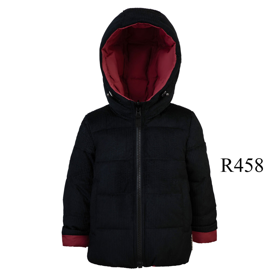 Kids' Insulated Hooded Winter Jacket - Black/Red