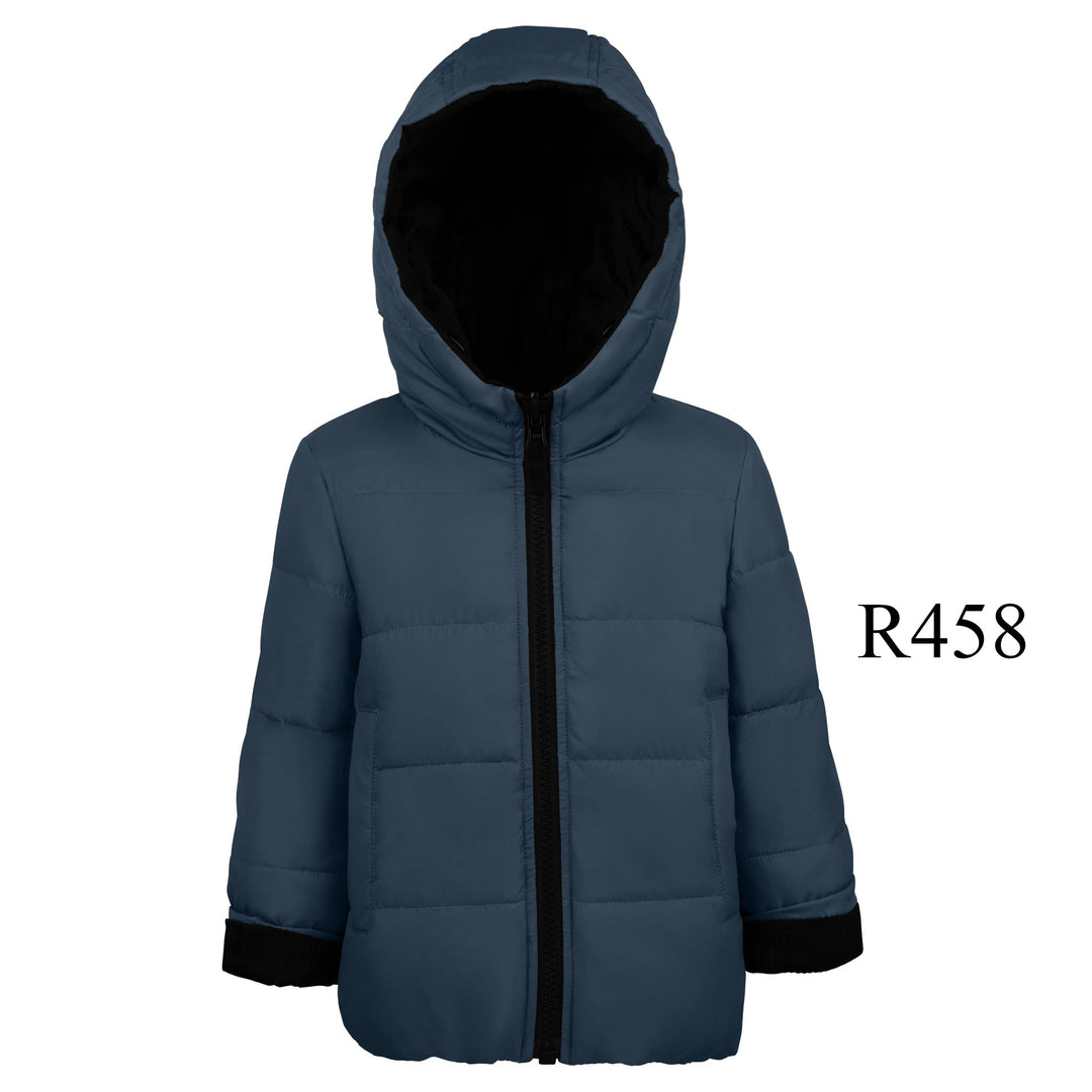 Kids' Insulated Hooded Winter Jacket - Black/Blue