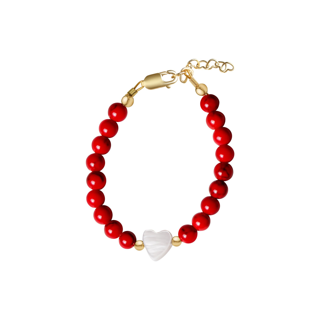 CIRCLETS RED BEADS WHITE HEART