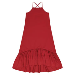 Retro Kid Girls Burgundy Mae Crisscross Tiered Maxi Dress Boutique Designer Modern Holiday Occasion Wear