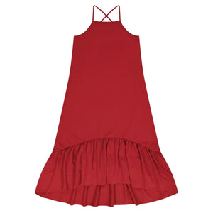 Retro Kid Girls Burgundy Mae Crisscross Tiered Maxi Dress Boutique Designer Modern Holiday Occasion Wear