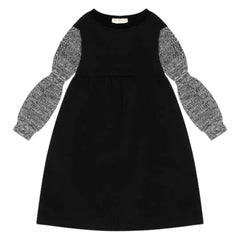 Retro Kid Girls Nora Knit Black Twirl Dress Boutique Designer Modern Playwear and Occasion Dress
