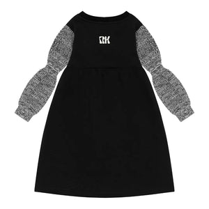 Retro Kid Girls Nora Knit Black Twirl Dress Boutique Designer Modern Playwear and Occasion Dress