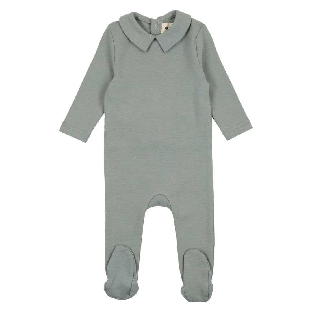 Mema Knits Powder Blue Boys Base Footie