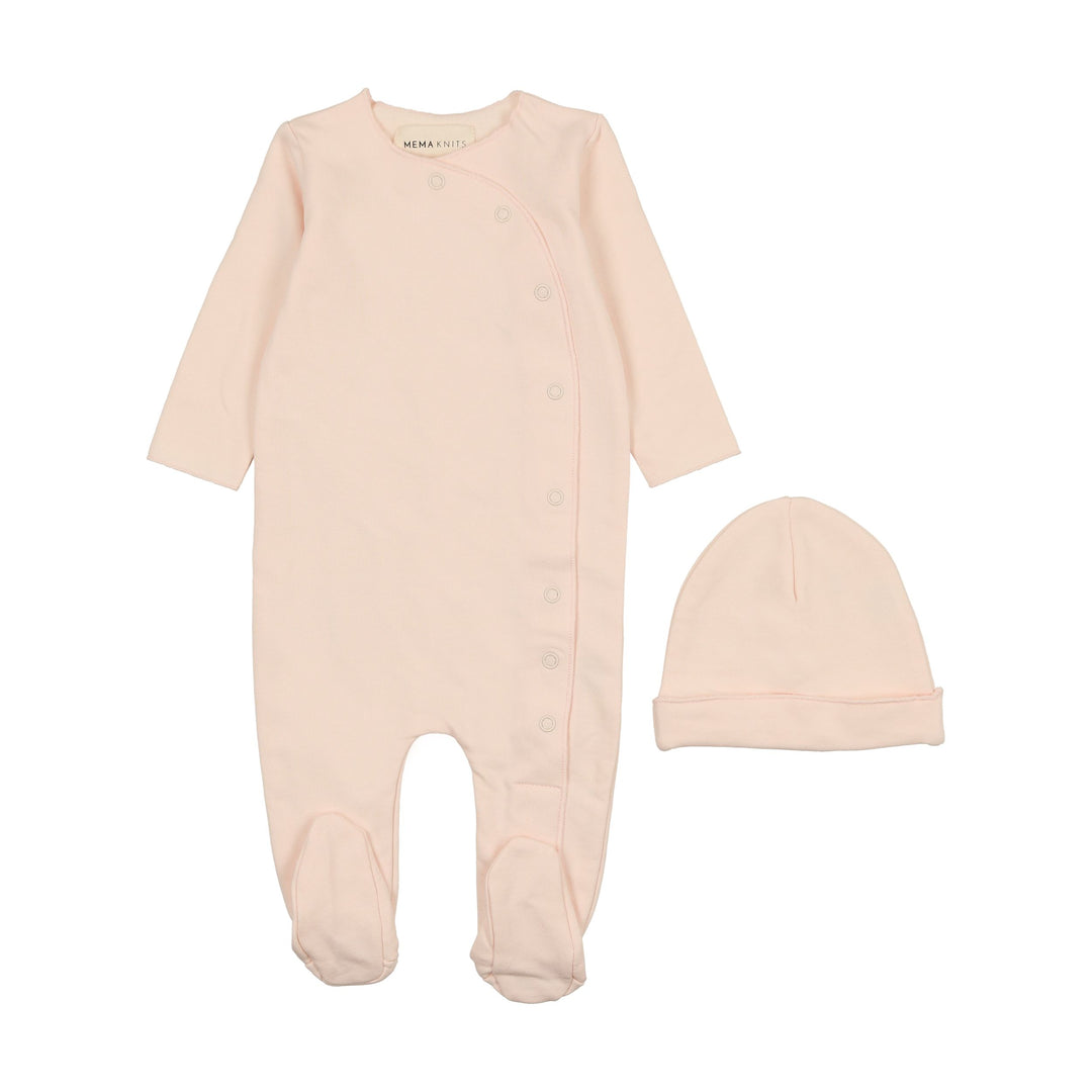 Mema Knits Soft Pink Solid Side Snap Footie