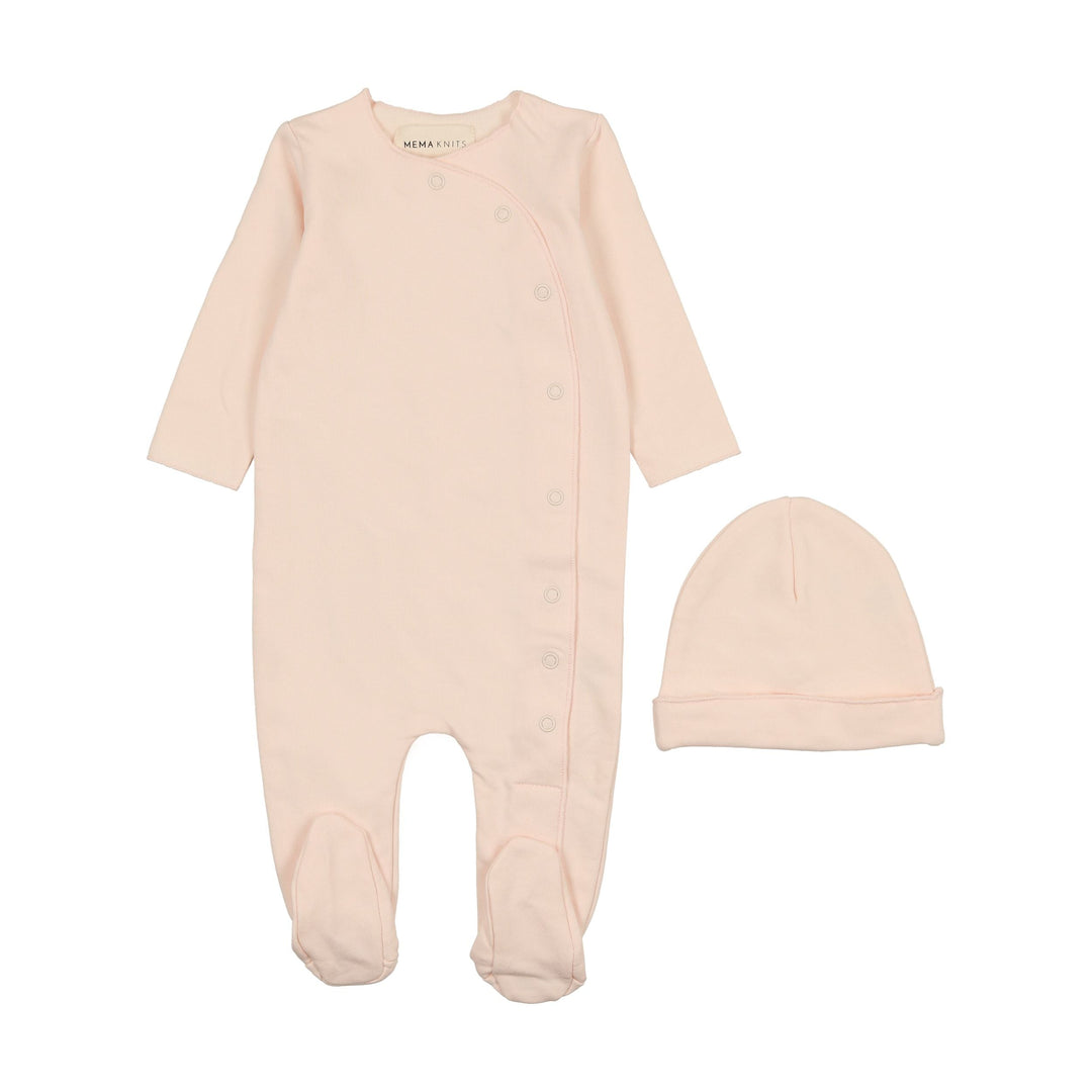 Mema Knits Soft Pink Solid Side Snap Footie