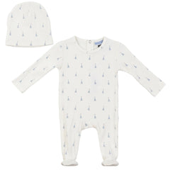 Whipped Cocoa - Baby Bow/Sail Boat Print Onesie and Hat