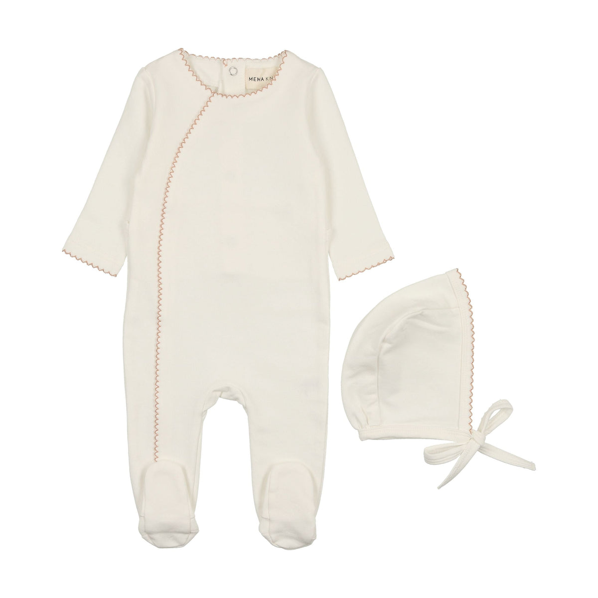 Elys and Co Organic French Terry Bird Footie and Bonnet- Pink main image 1
