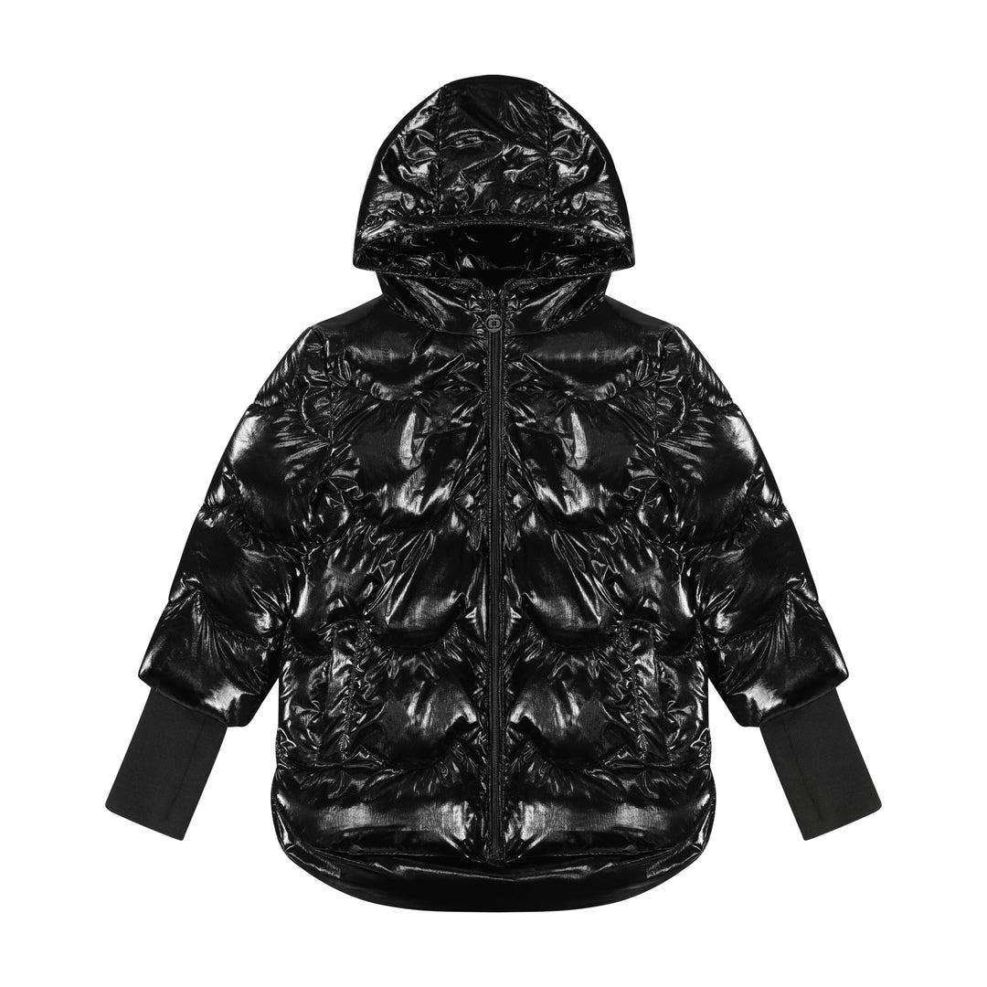 cozy coop black fish scale quilt coat