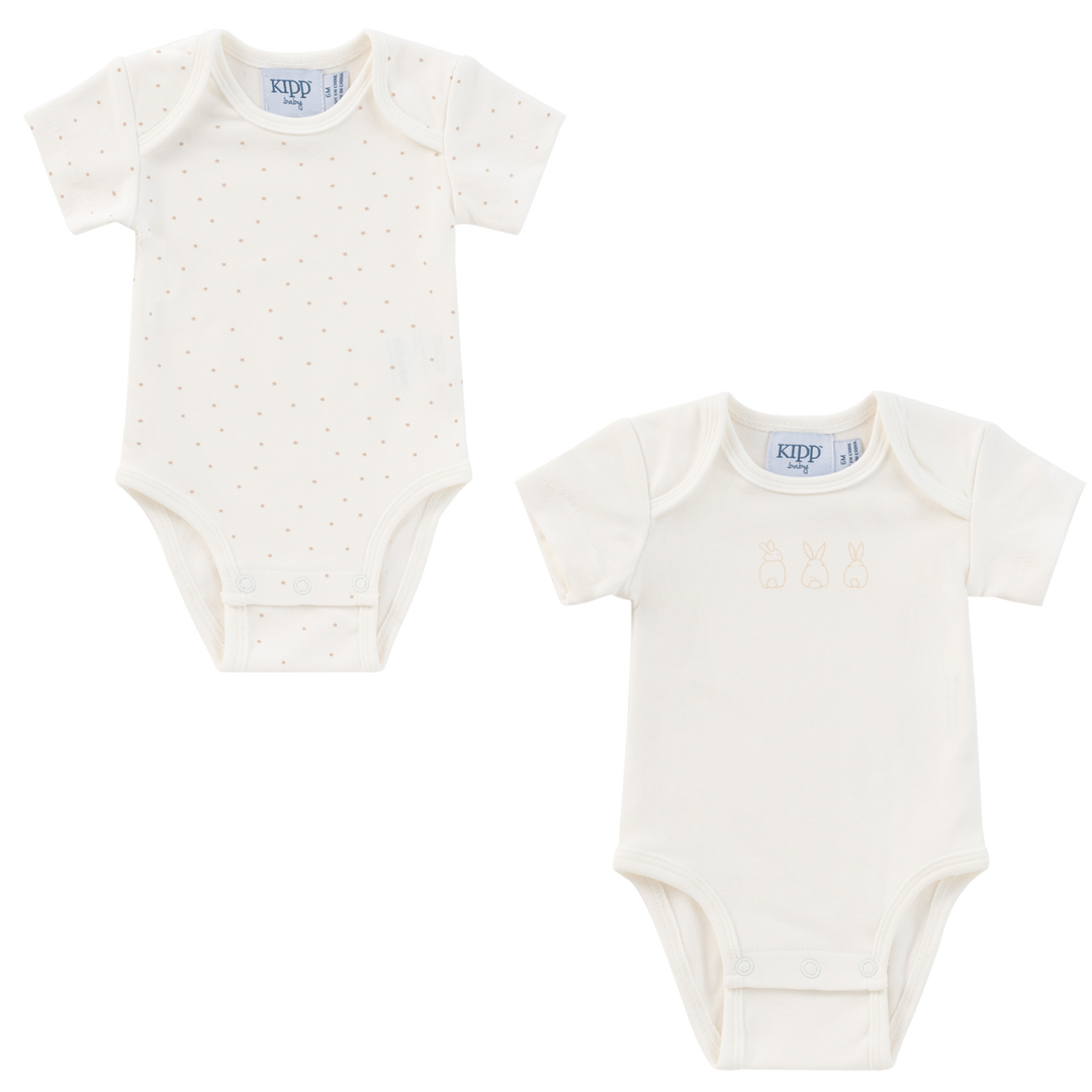 Kipp Baby Stone Bunny/Dot Bodysuits Set of 2