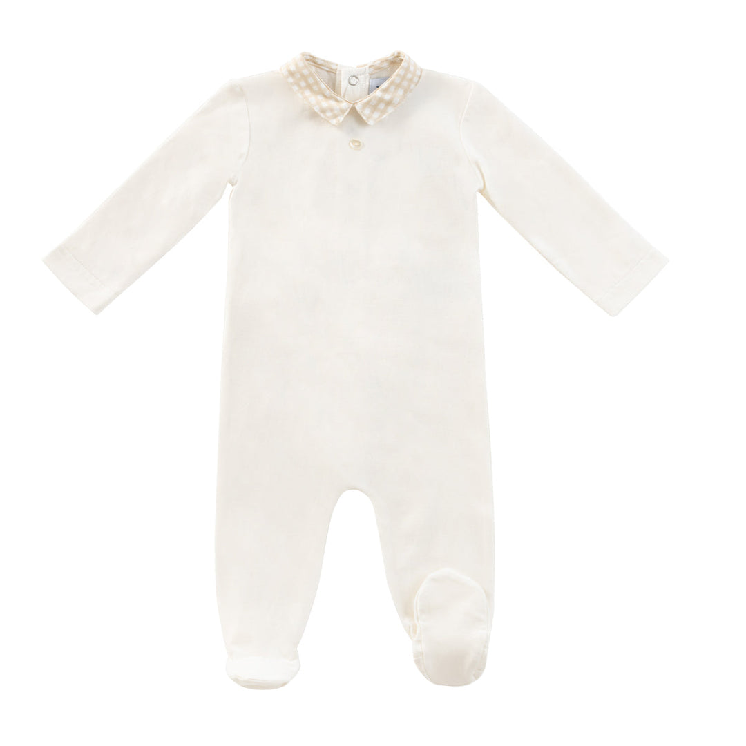 Kipp Baby White Gingham Collar Footie