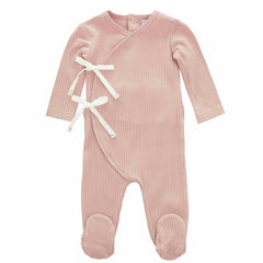 KIPP Baby Blush Rib Bow Wrap Romper