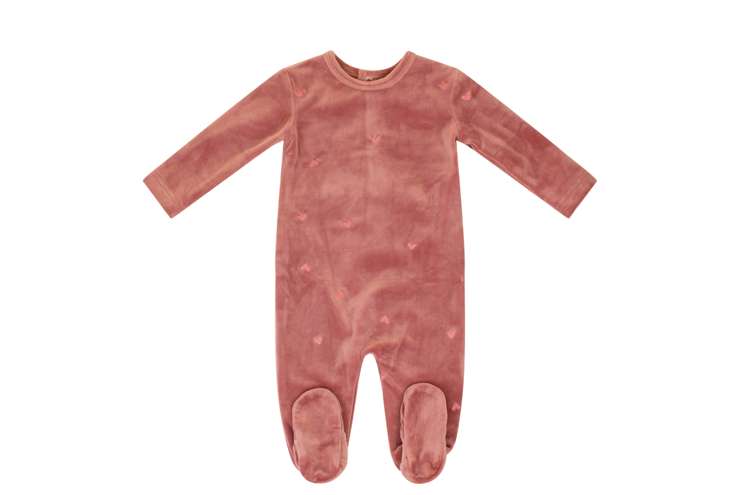 Kipp Baby Pink Heart Embroidered Footie
