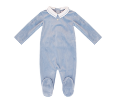 Kipp Baby Sage Velour Piped Collar Footie