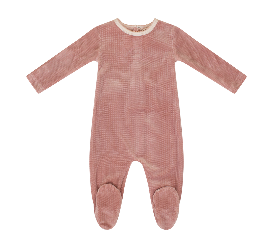 Kipp Baby Mauve Textured Velour Footie