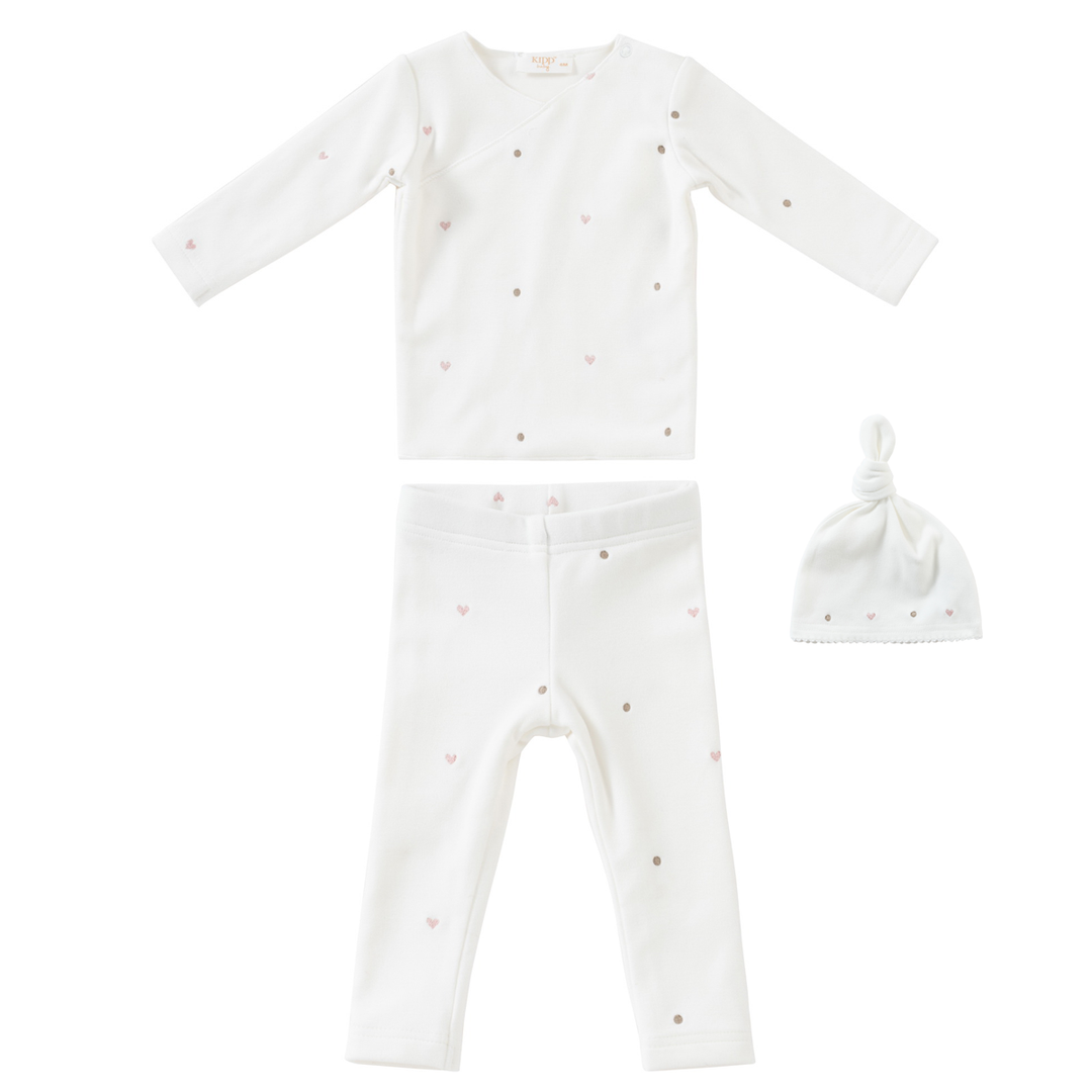 Kipp Baby Pink Fleece Heart Set + Hat