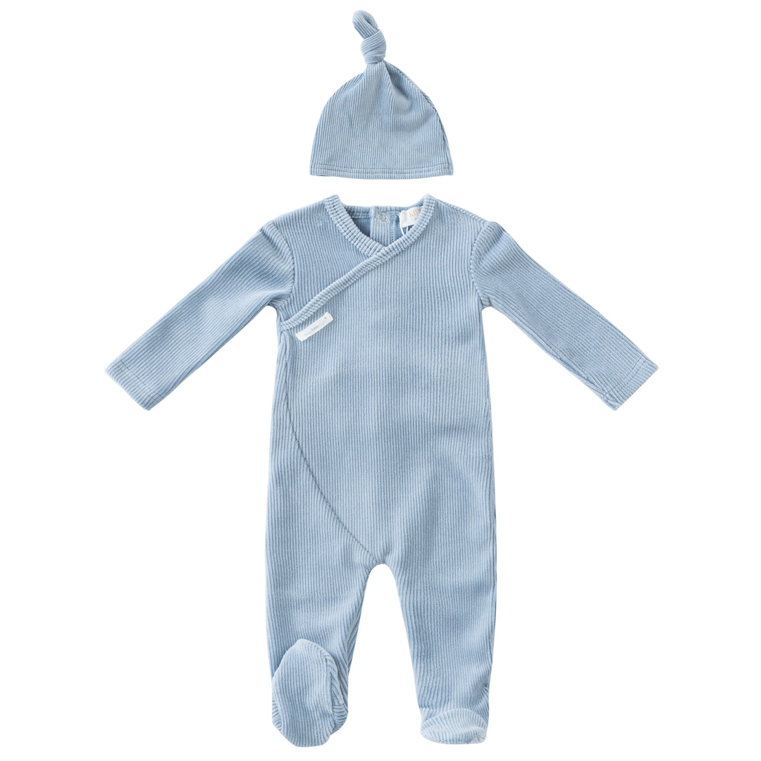 Kipp Baby Blue Rib Footie + Hat