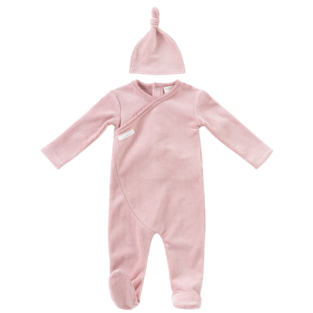 Kipp Baby Pink Rib Wrap Footie + Hat