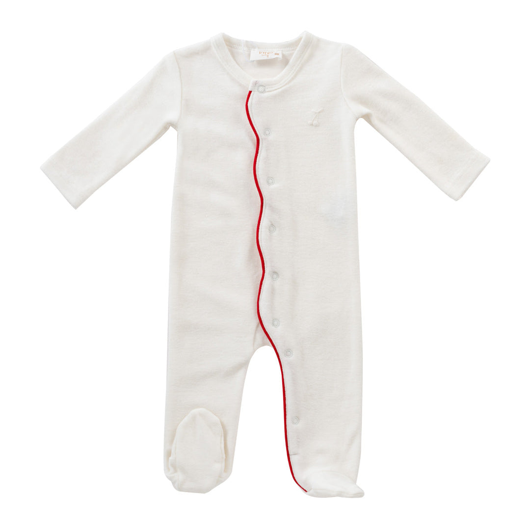 Kipp Baby Red Scallop Terry Footie