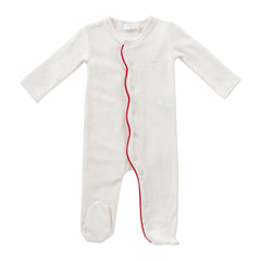 Kipp Baby Red Scallop Terry Footie