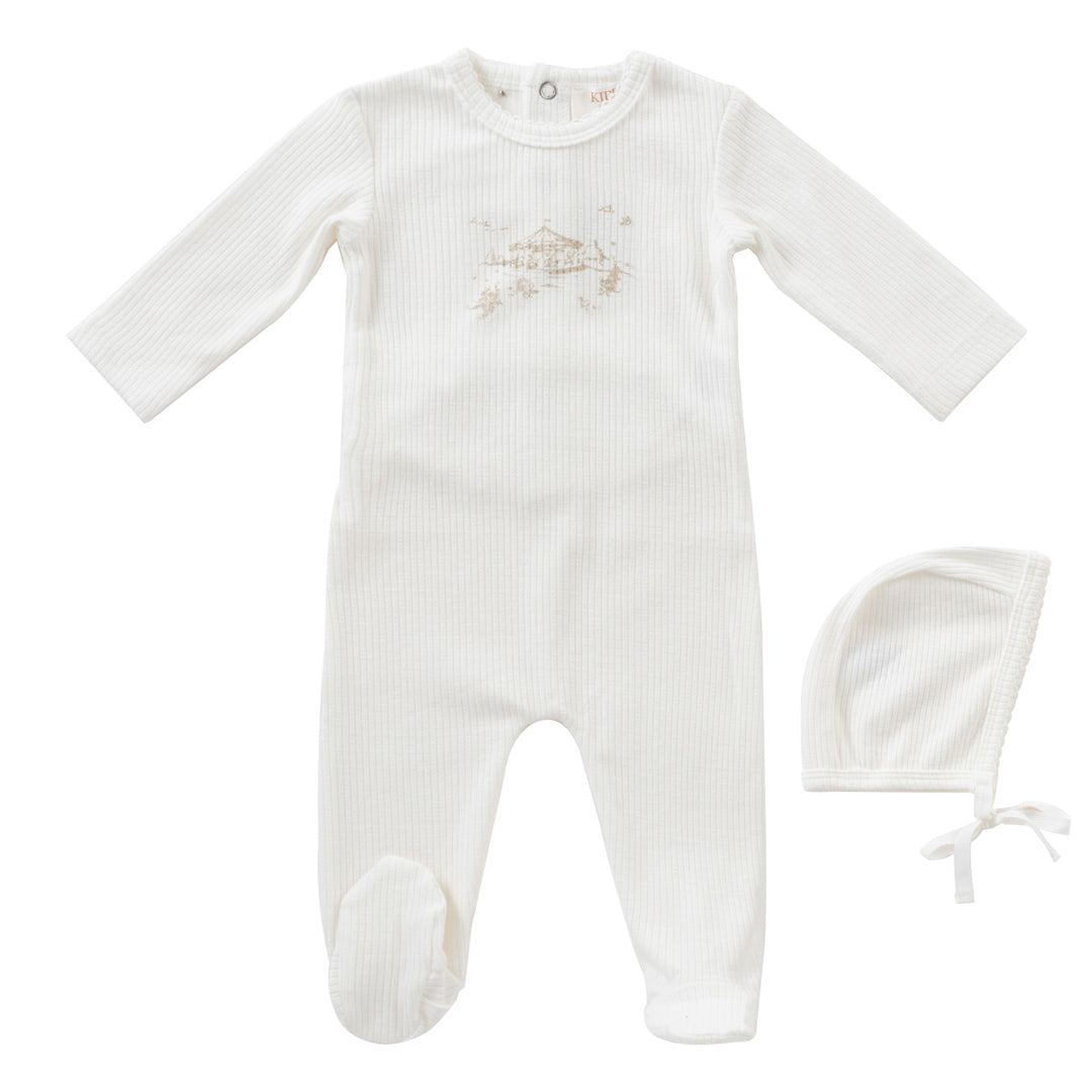Kipp Baby Stone Carousel Footie + Bonnet