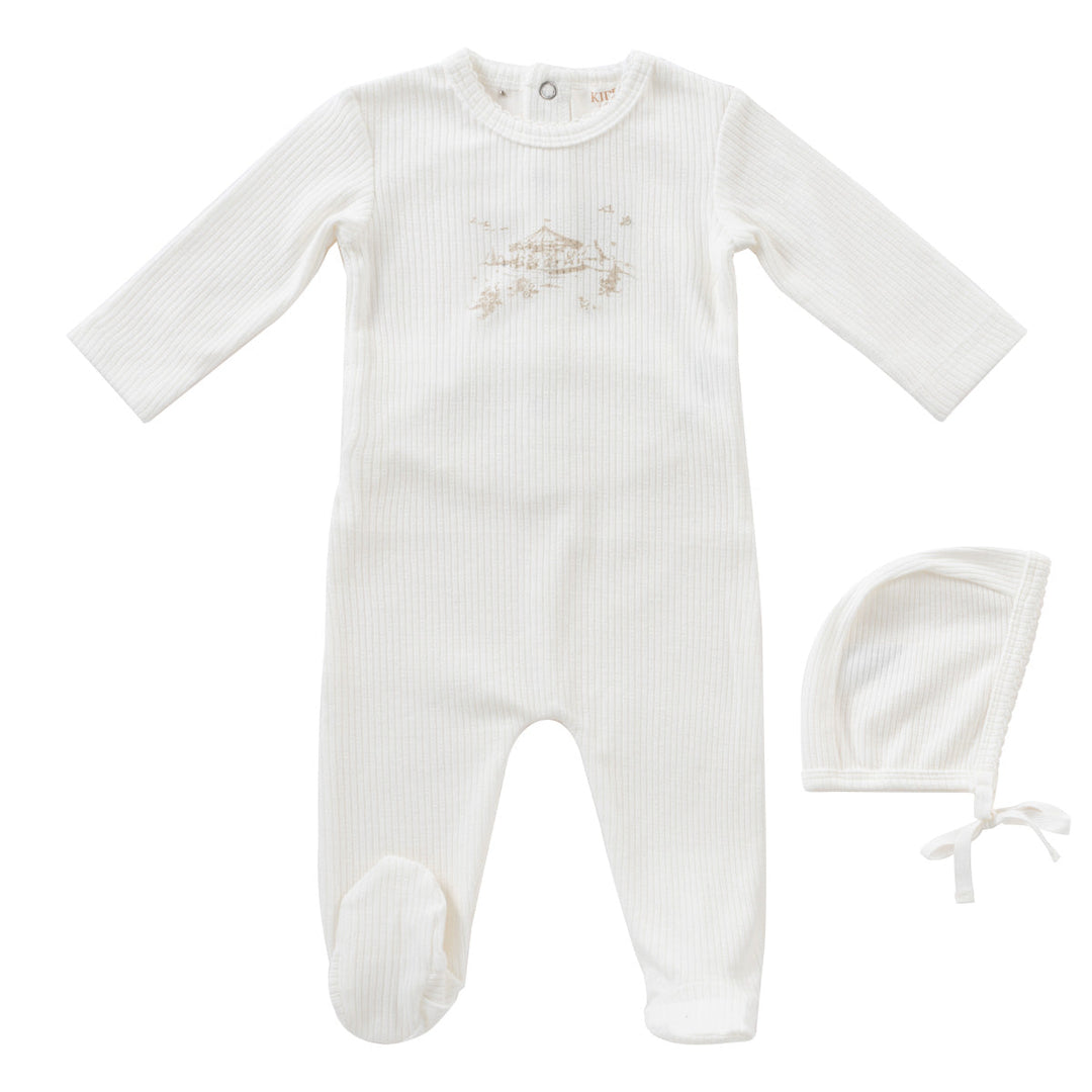 Kipp Baby Stone Carousel Footie + Bonnet