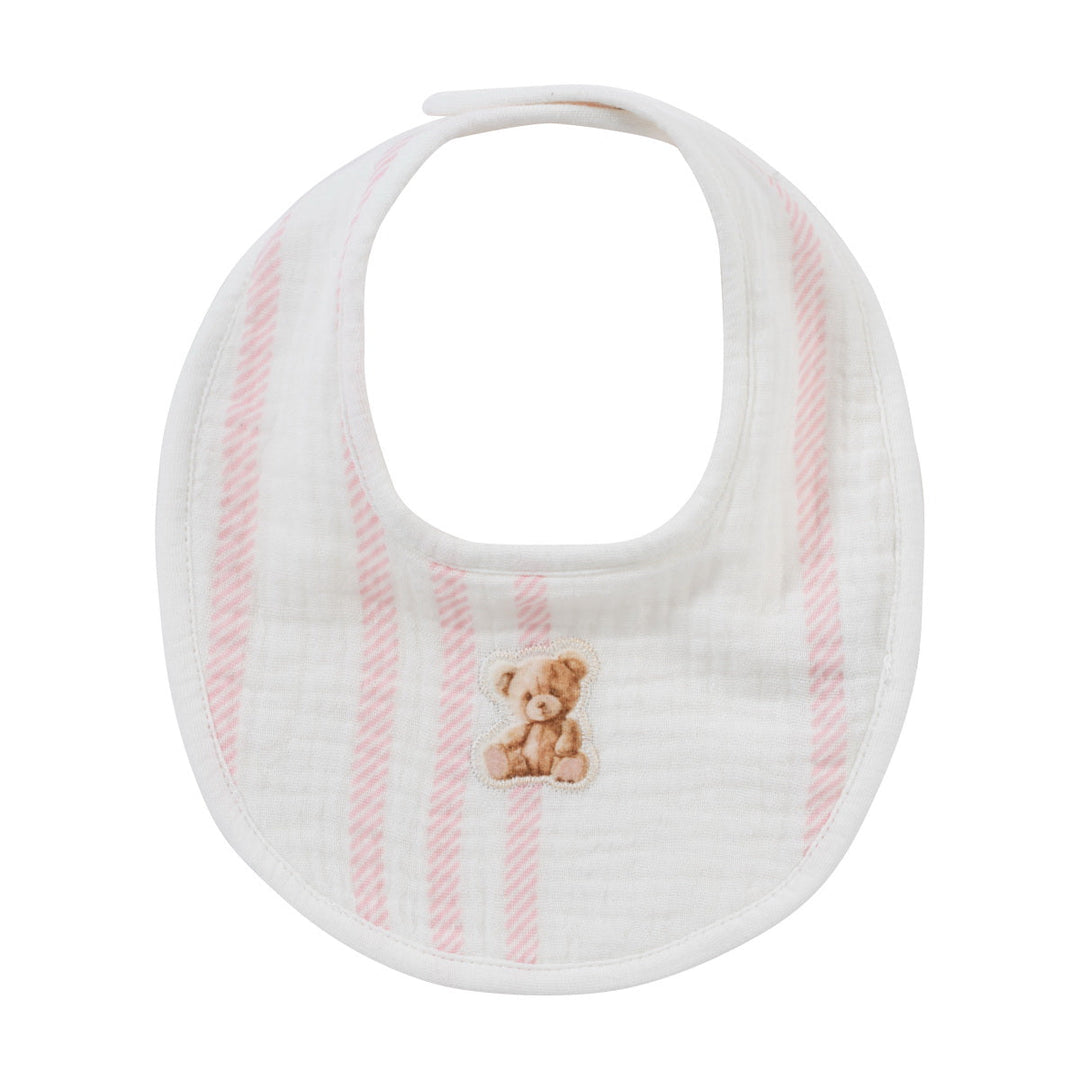 Kipp Baby Pink Stripe Teddy Bib