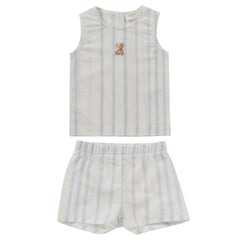 Kipp Baby Blue Stripe Teddy Linen Set