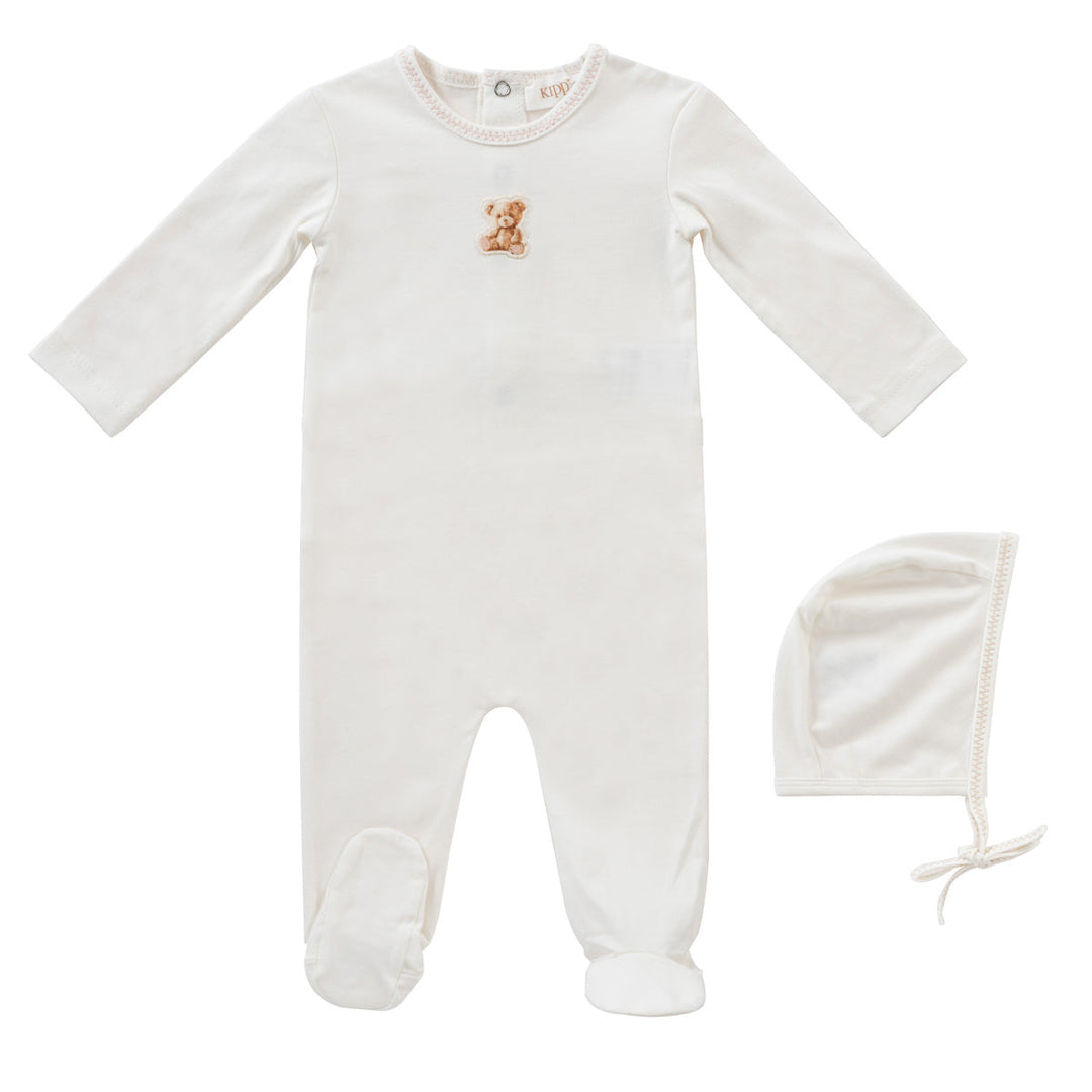 Kipp Baby Pink Teddy Footie + Bonnet