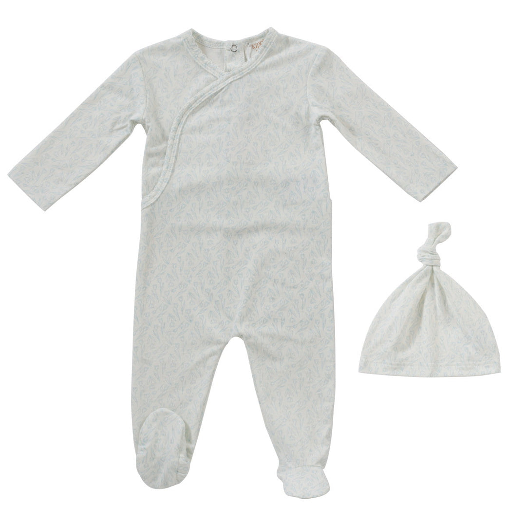 Kipp Baby White Blue Tulip Footie + Hat