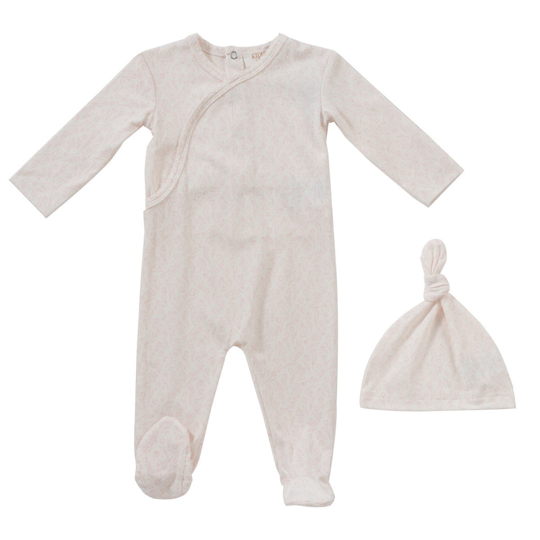 Kipp Baby White Pink Tulip Footie + Hat