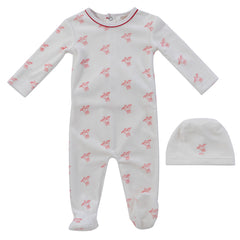 Kipp Baby Red Flying Feathers Pattern Footie + Hat