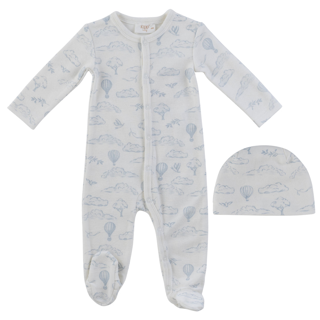 Kipp Baby Blue Cloud Nine Terry Footie + Hat