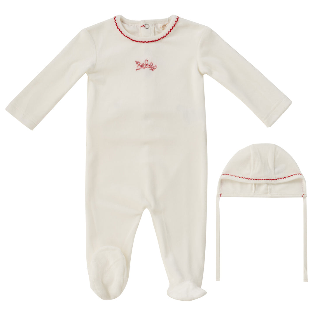 Kipp Baby Red Bebe Footie + Bonnet