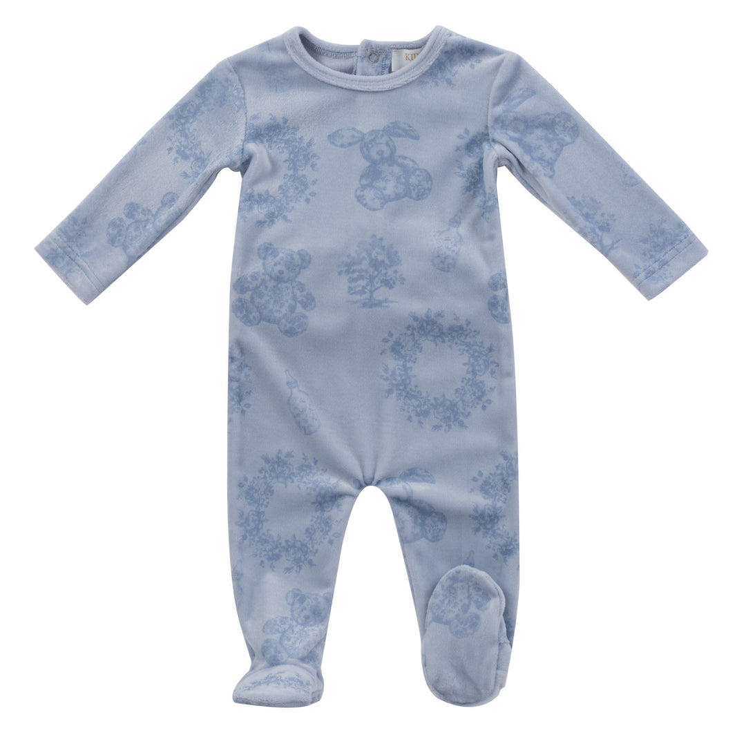 Kipp Baby Blue Petit Toile Footie + Bonnet