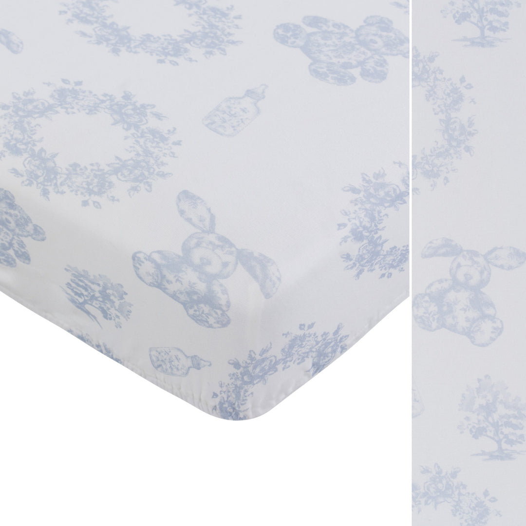 Kipp Baby Blue Petit Toile Fitted Bassinet Sheet