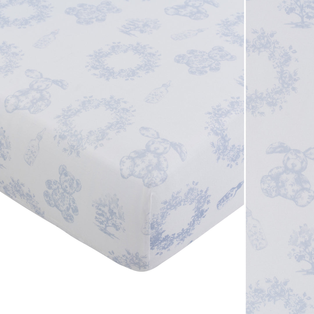 Kipp Baby Blue Petit Toile Fitted Porta Crib Sheet